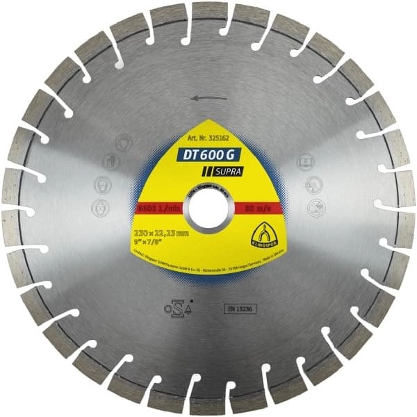 Алмазный диск KLINGSPOR 230X2,6X22,23/30K/9/S/DT/SUPRA/DT600G