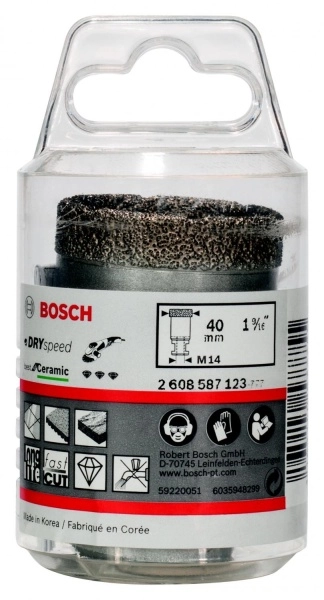 Коронка алмазная BOSCH Ф40х35мм М14 (DRY SPEED 2608587123)