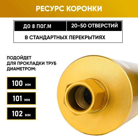 Коронка алмазная 1 1/4" 102/400/9 сегм. по бетону Golden Dragon