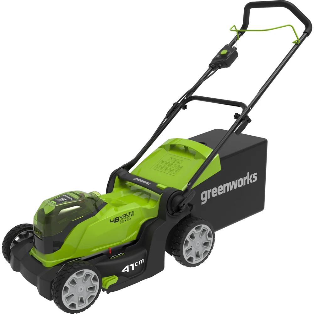 фото аккумуляторная газонокосилка greenworks g24x2lm41