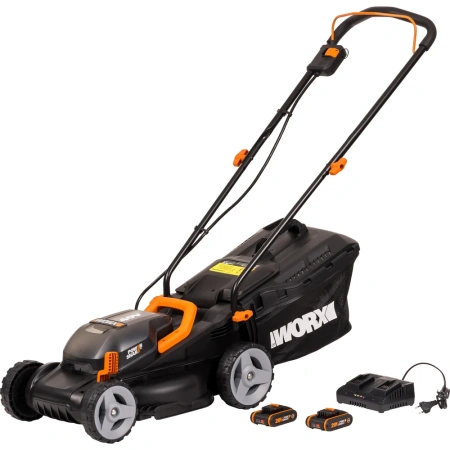 фото аккумуляторная газонокосилка worx wg779e